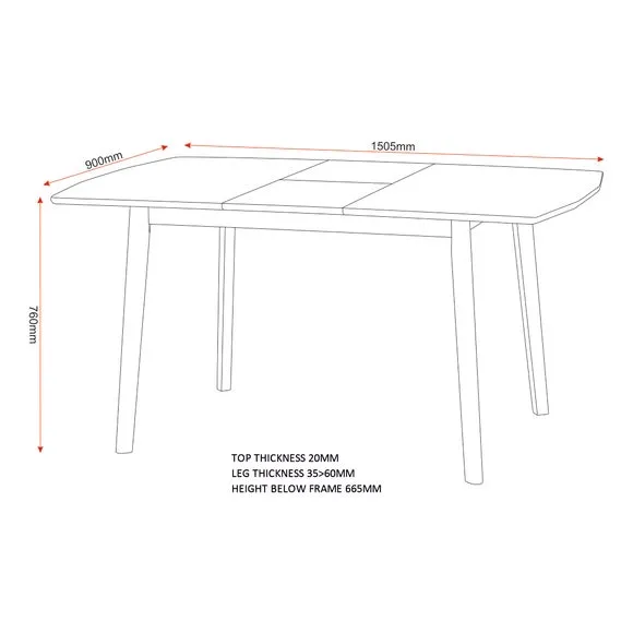 Emery 4-6 Seater Extendable Dining Table 6
