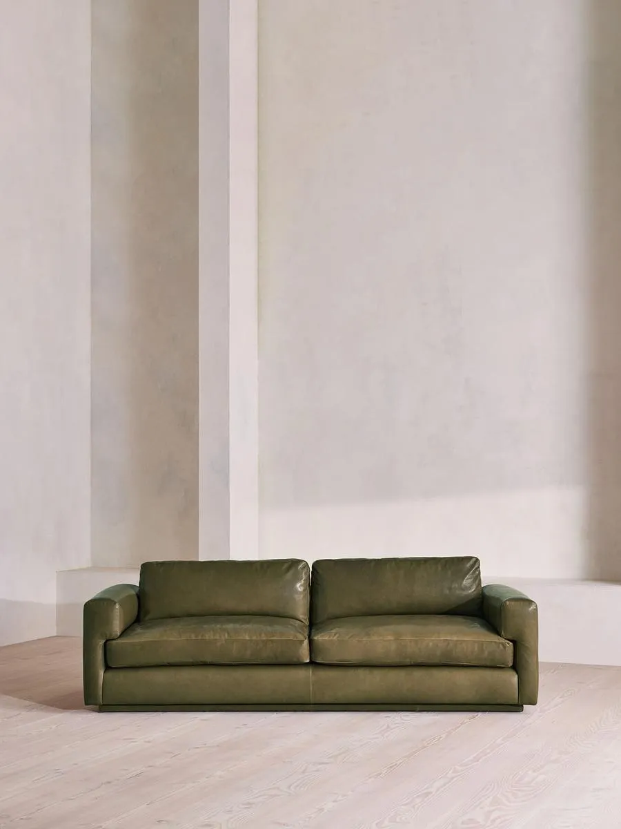 Mossley Three Seater Sofa, Leather, Moss