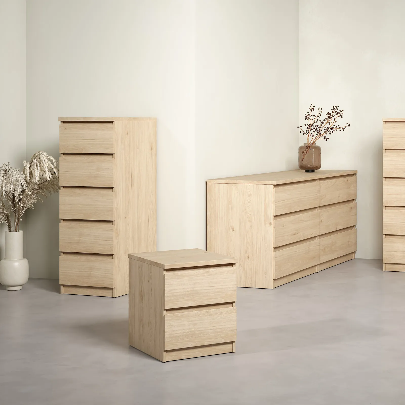 Furniture To Go Naia Narrow Chest of 5 Drawers in Light Oak 6