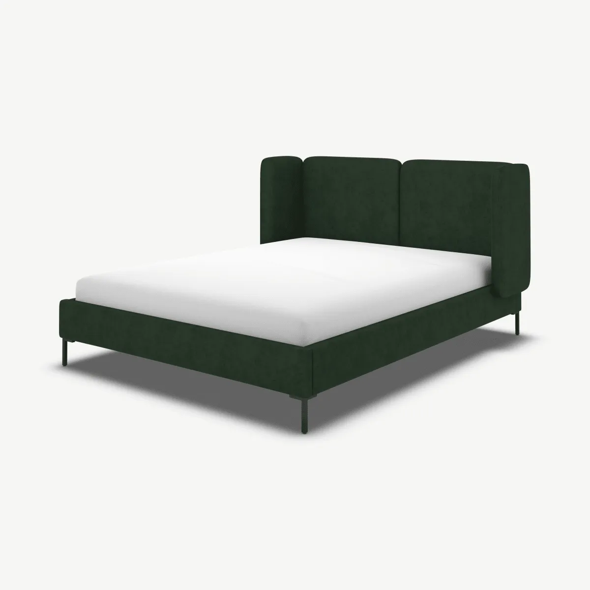 Romola Super King Size Bed, Bottle Green Velvet with Black Legs