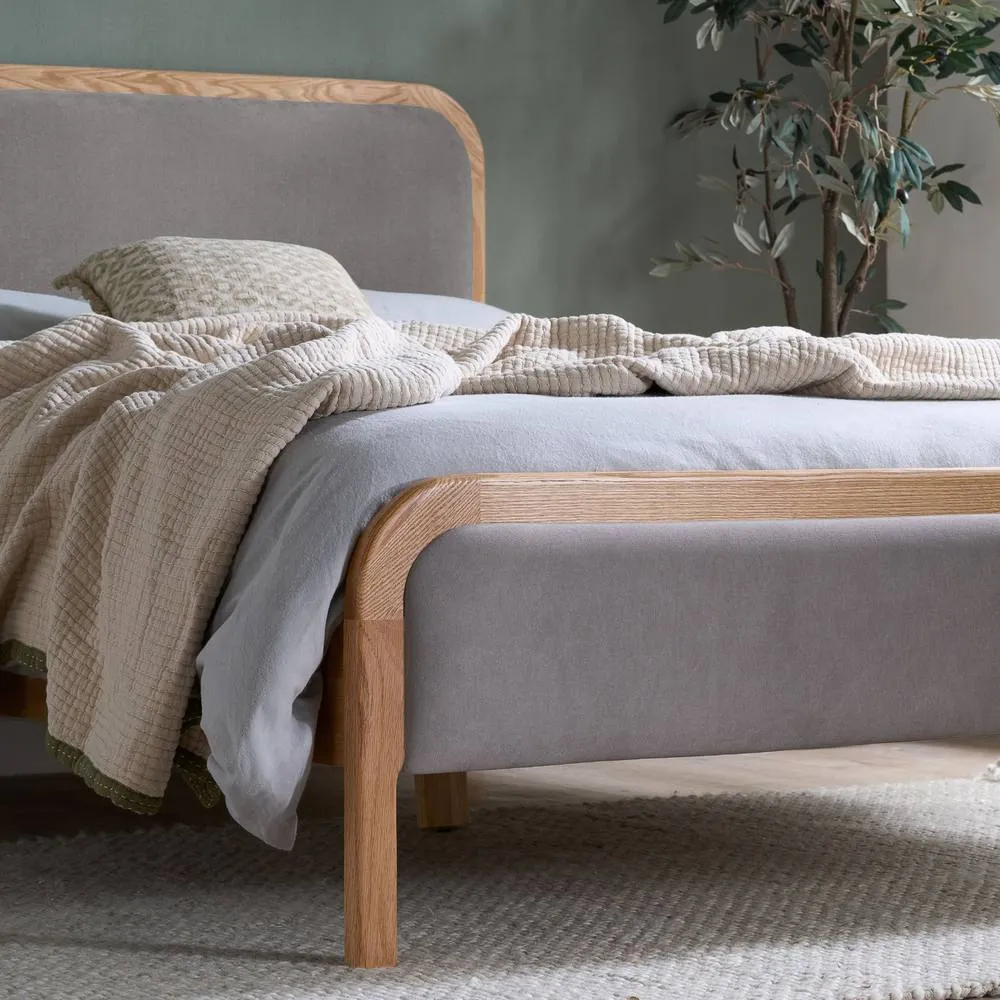 Birlea Amaya Bed Frame Oak Grey Fabric Double or King 2