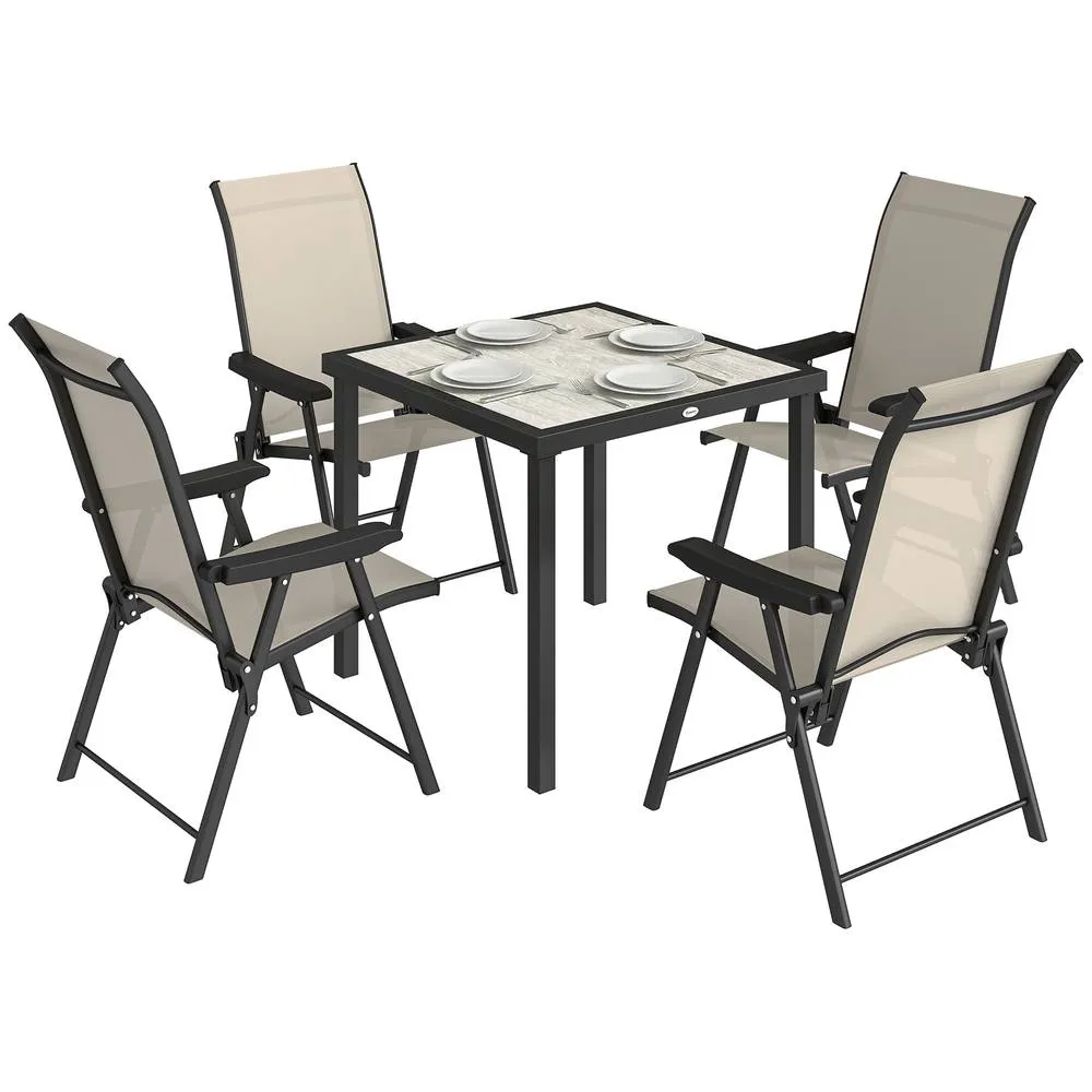 OUTSUNNY 5 Pieces Outdoor Dining Set, Garden Dining Set for 4 in Beige 2