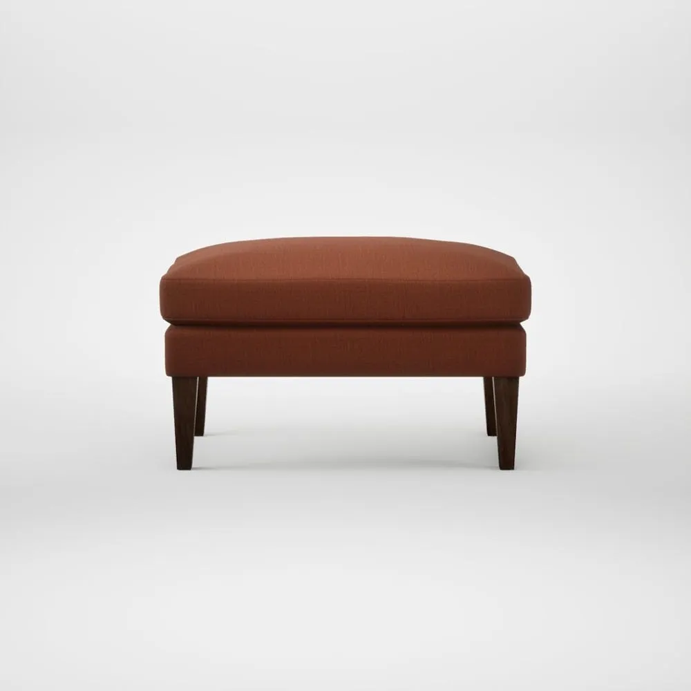 Heal's Wallis Ottoman Smart Cotton Linen Rust Walnut Stained Feet
