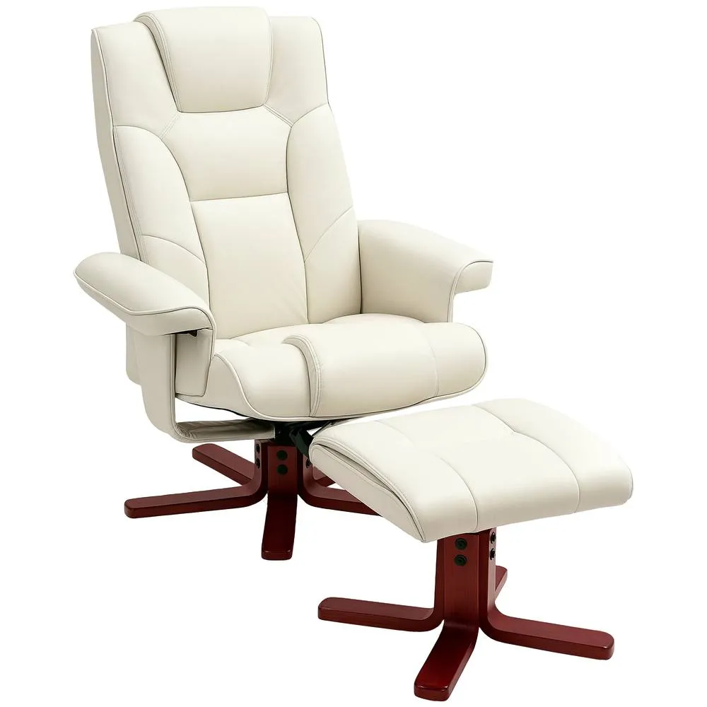 HOMCOM Reclining Armchair with Footstool & Adjustable Backrest, Cream 2