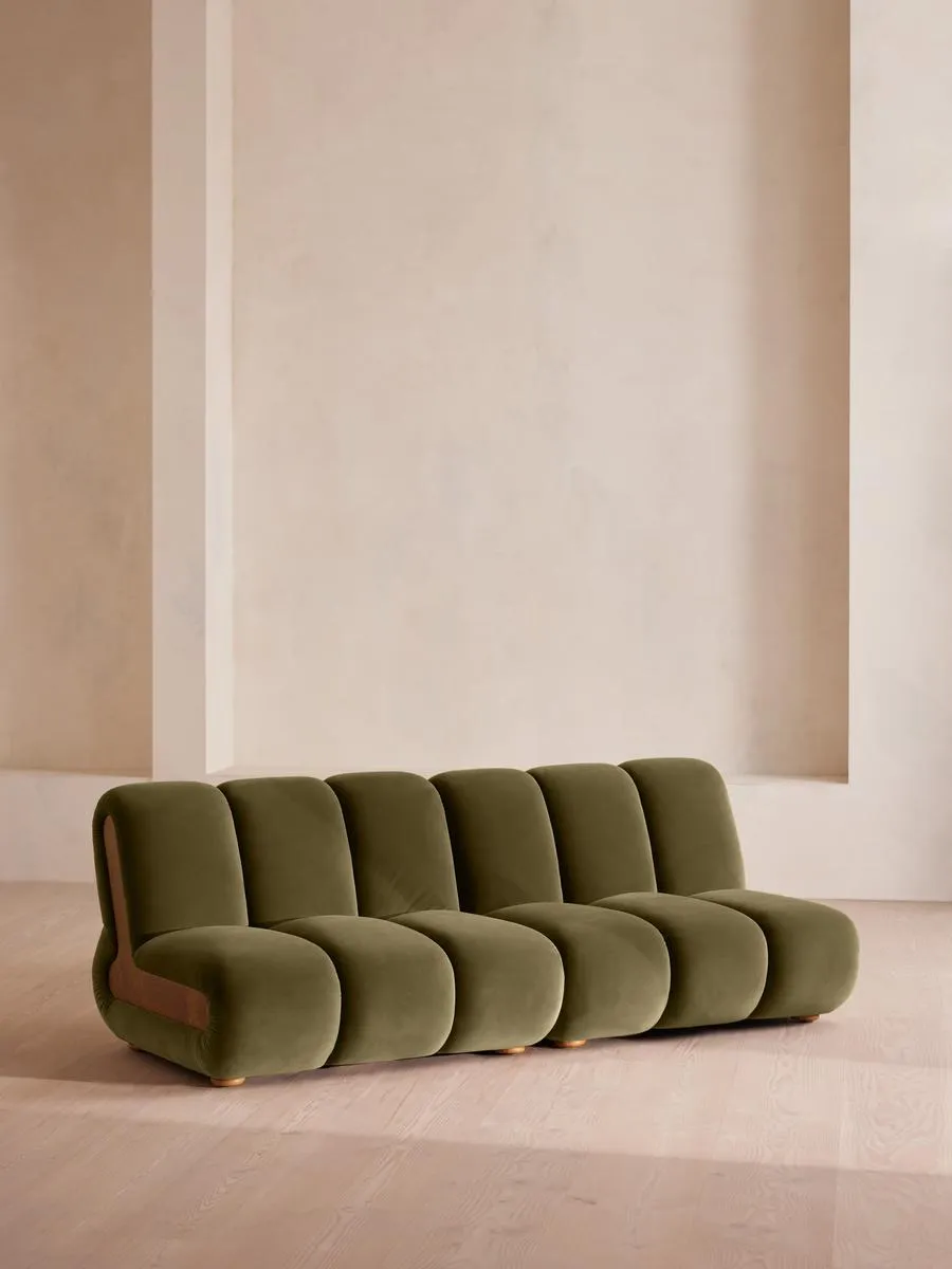 Noelle Modular Sofa, Four Seater, Velvet, Olive