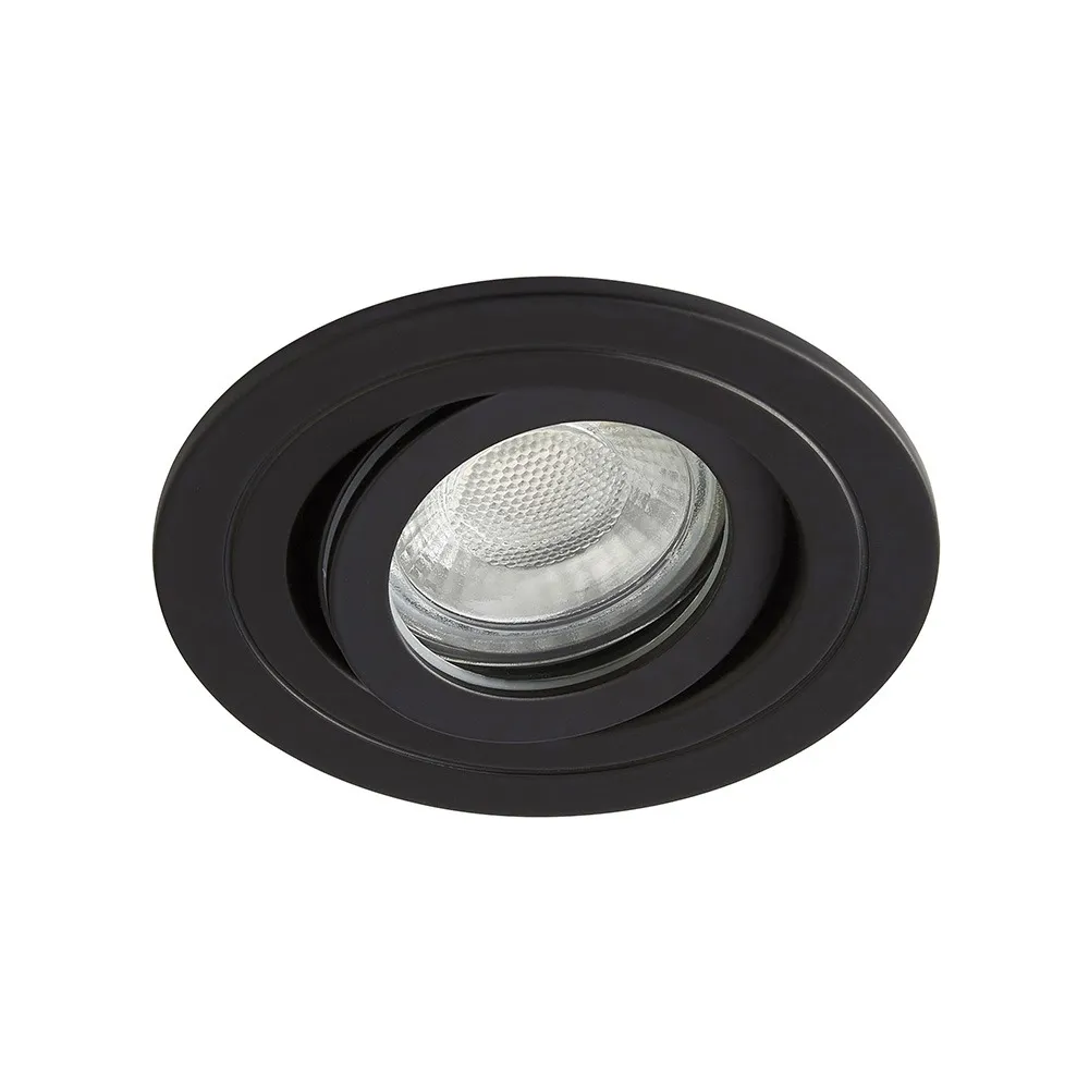 Fion Circular IP65 Tiltable Downlight, Matte Black 1