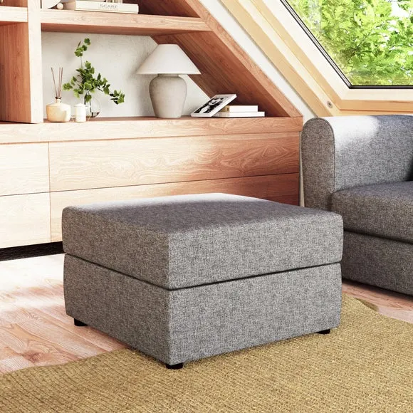 Square Tonal Weave Storage Footstool 1