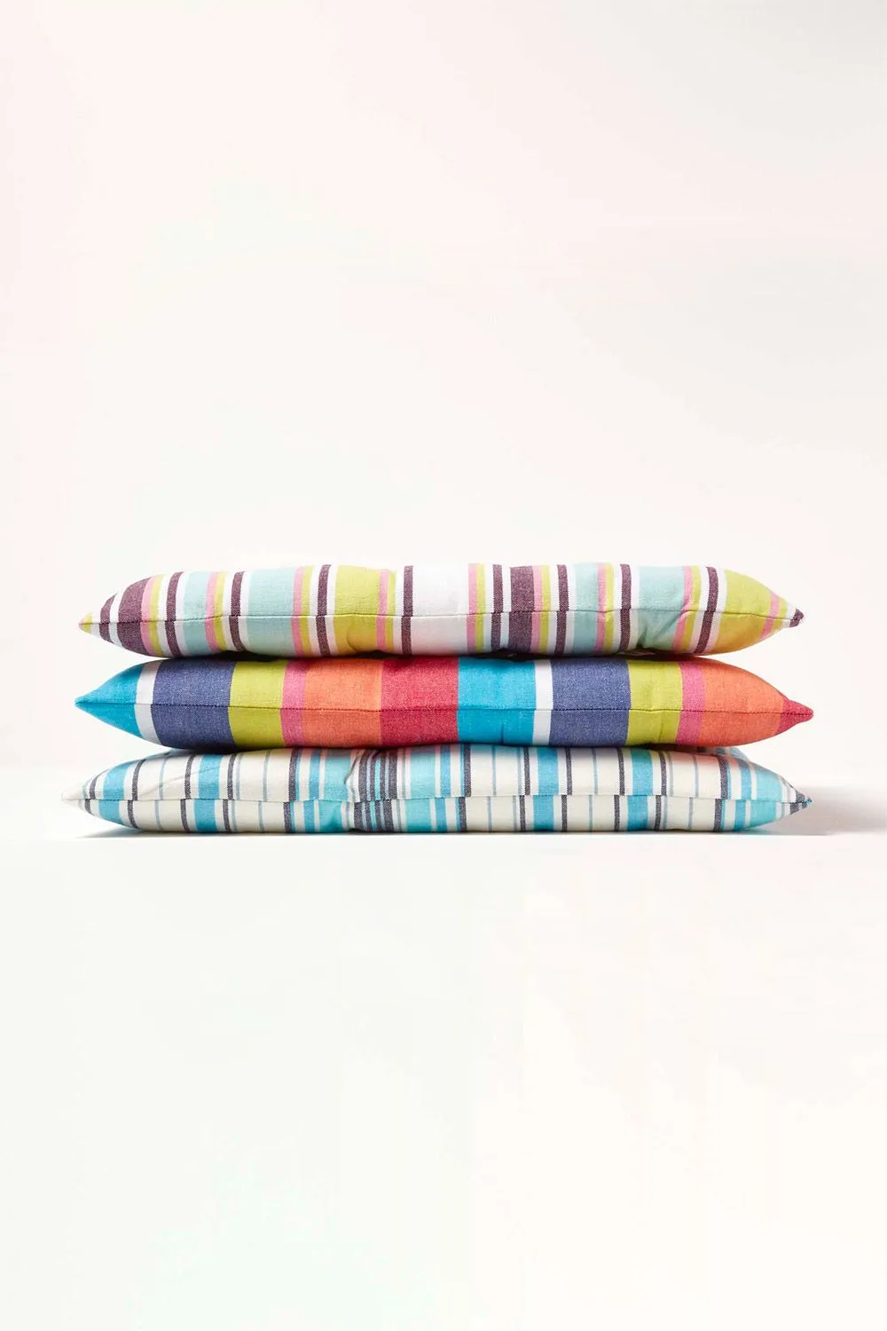 Homescapes Seat Pad Luxury Cotton Blue Striped Indoor Outdoor Garden Cushion, 40cm 6