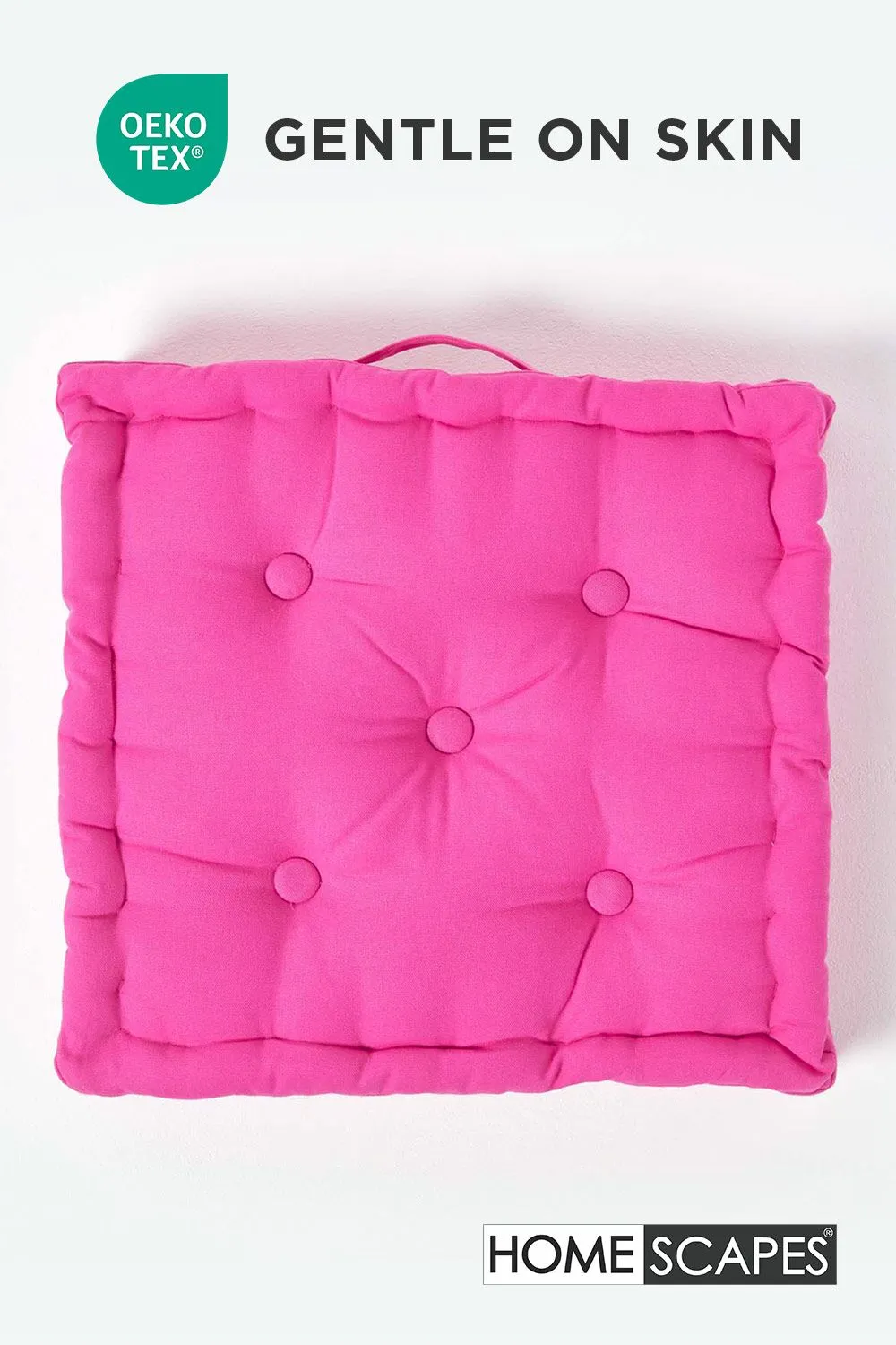 Homescapes Plain Cotton Floor Cushion in Cerise 3