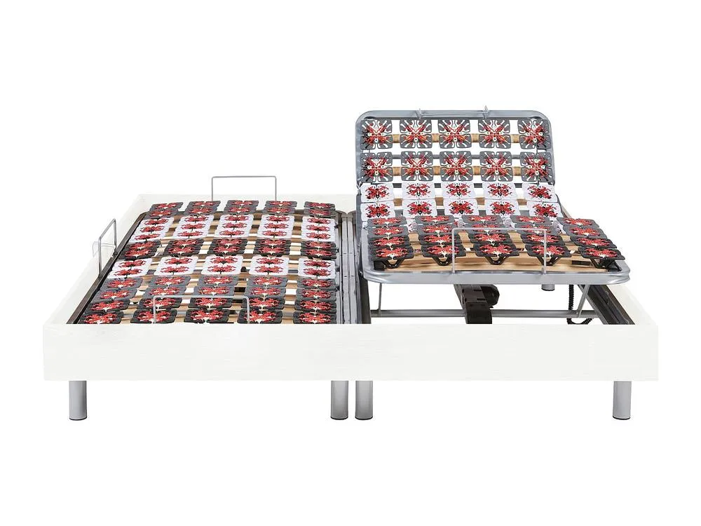 Vente-unique Electric Adjustable Bed 2X78 White Wood Decorative Pads - 2 X 90 X 200 6