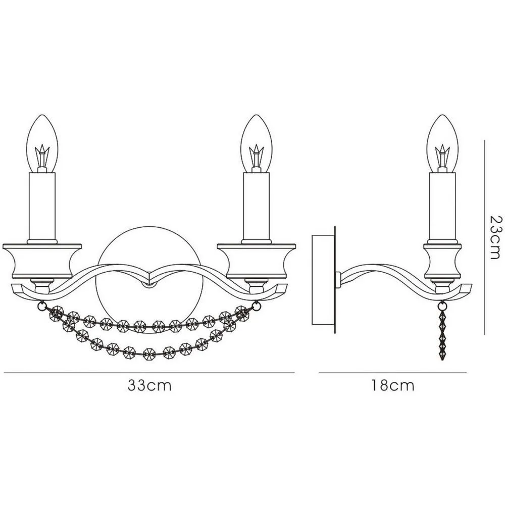 Netlighting Nydia Wall Lamp 2 Light E14 Polished ChromeCrystal in Silver 3