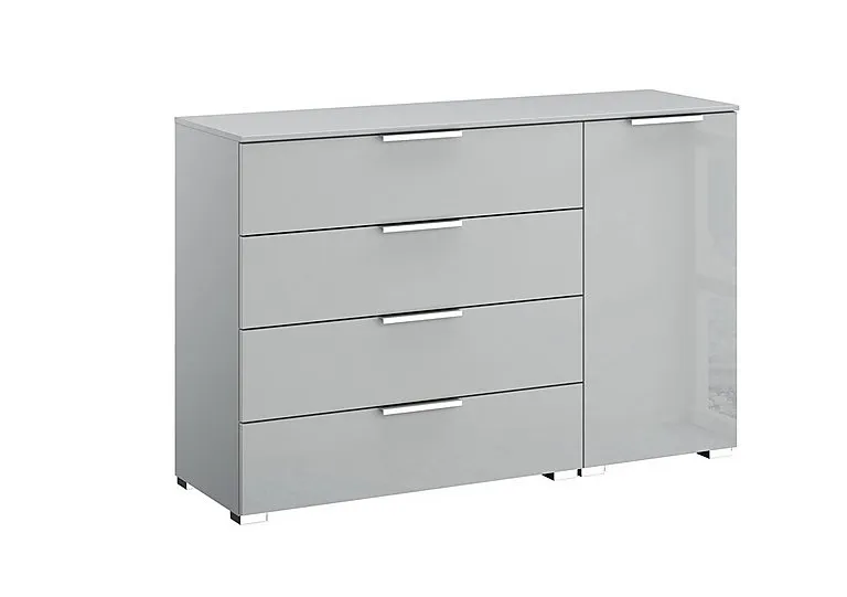 Formes Glass 4 Drawer 1 Door Chest - Silk Grey/Silk Grey Front