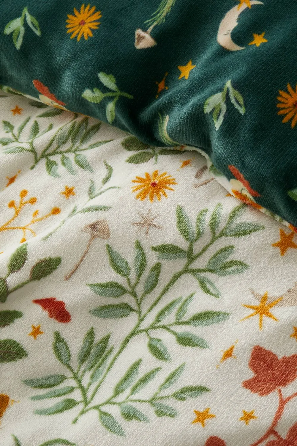 Fusion 'Botanical Mushrooms' Soft Fleece Duvet Cover Set in Natural 3