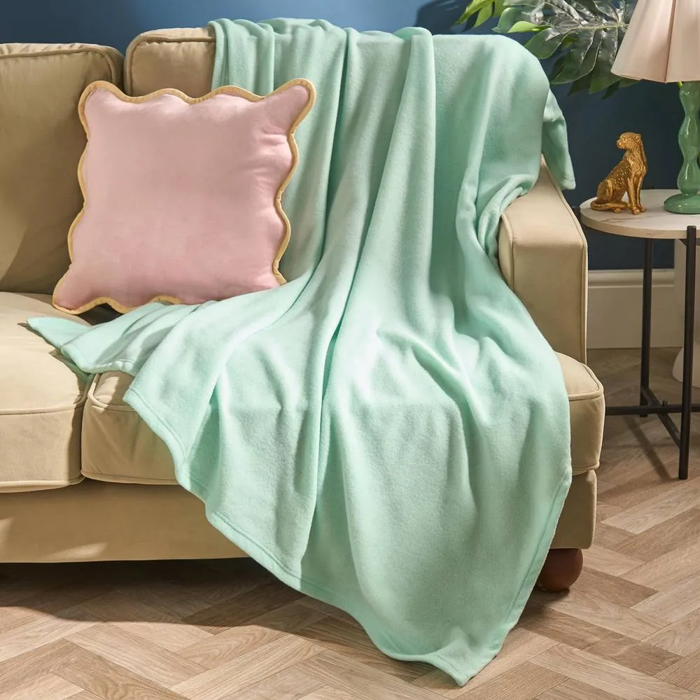 OHS Ultra Soft Polar Fleece Throw Lightweight Blanket Bedspread in Mint