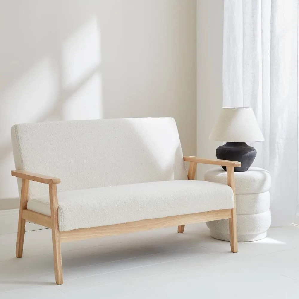 sweeek 2-seater Scandi-style Loveseat Sofa In Boucle Fabric in Cream