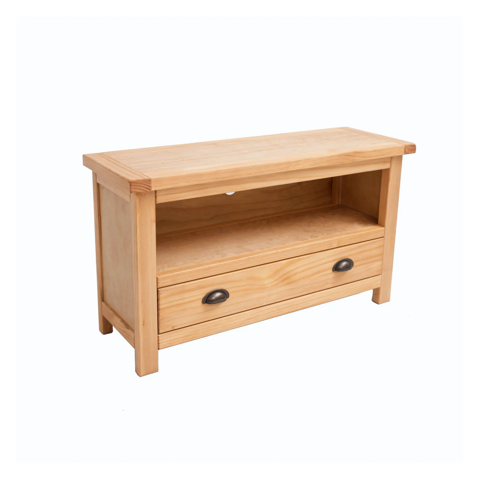 Cabinet Bits Lugo Waxed 1 Drawer TV Cabinet Brass Cup Handle in Light Brown 3