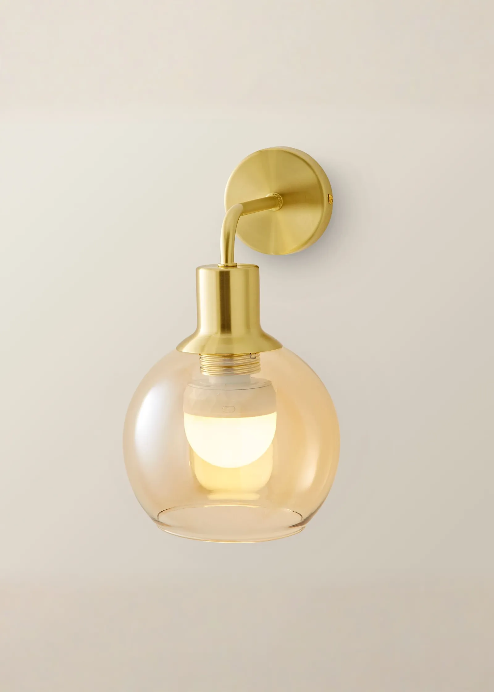 ValueLights Bellamy Globe Glass Shade Rechargeable Wall Light in Gold 2