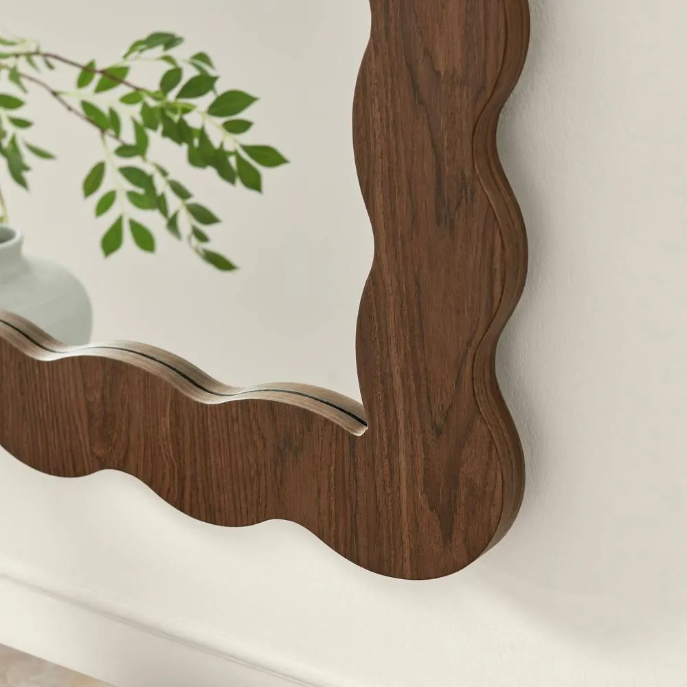 FurnitureboxUK Wiggle Walnut Wood Long Rectangle 120x80cm Wall Mirror 5