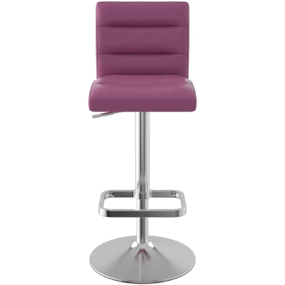 netfurniture Swank Brushed Steel Bar Stool With Faux Leather Padded Seat Purple 2
