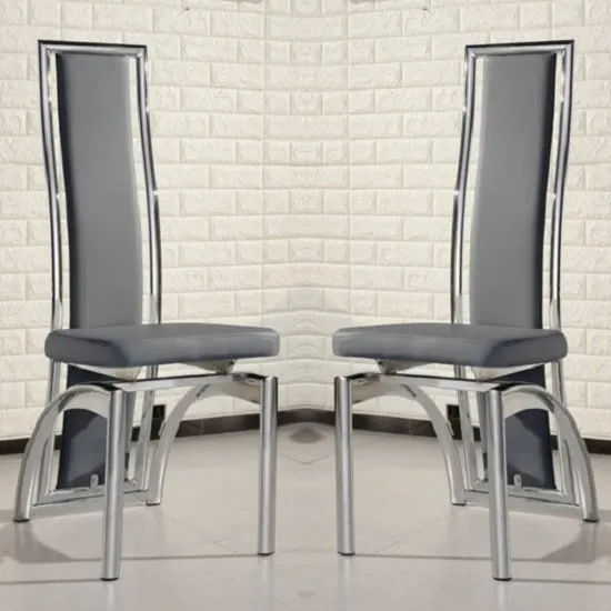 Chicago Dining Chairs In Grey Faux Leather In A Pair