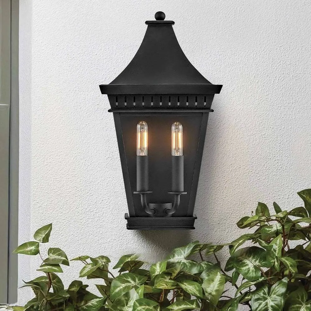 Netlighting Hinkley Chapel Hill Outdoor Wall Lantern Museum Black IP44 2x E14 2