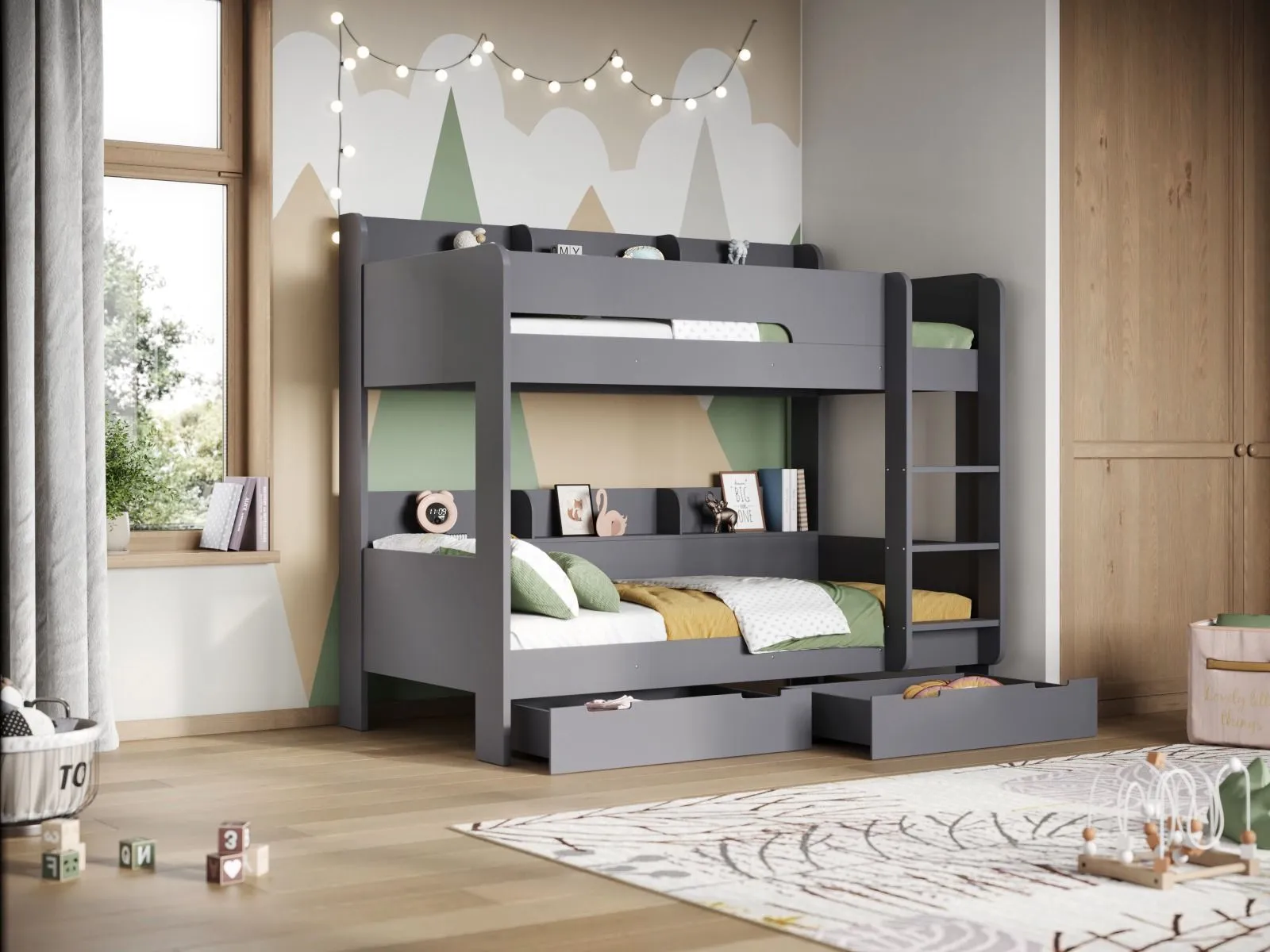 Flair Eddie Storage Bunk Bed in Grey 3
