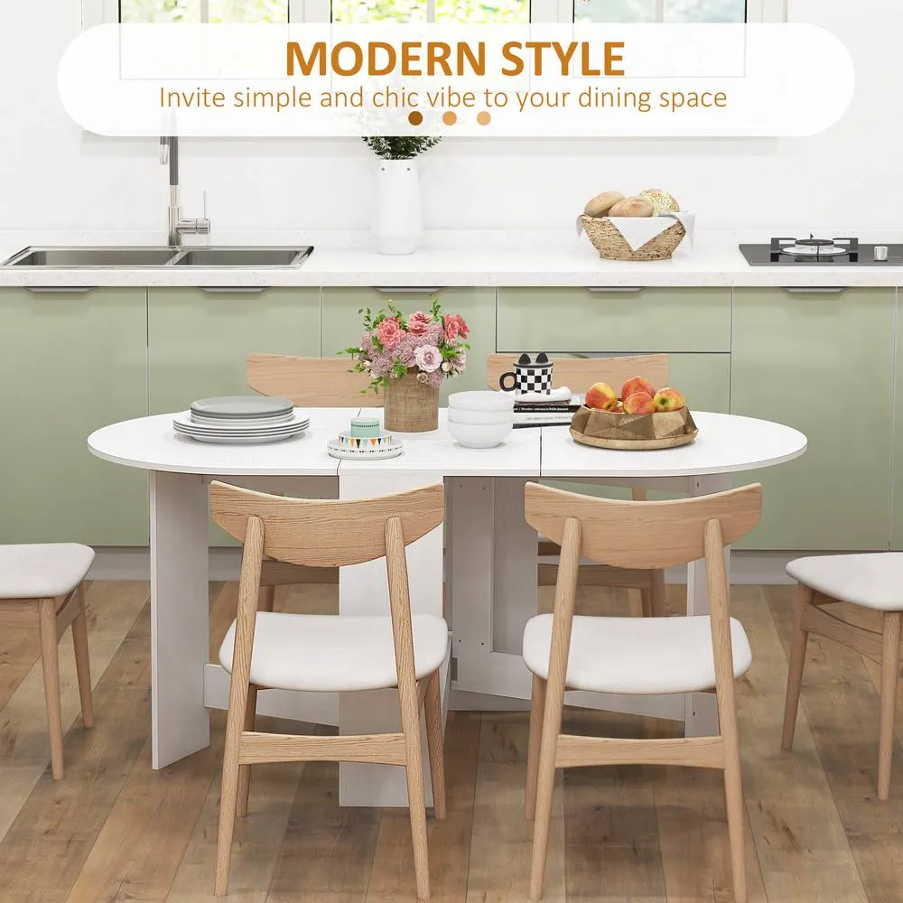 HOMCOM Oval Kitchen Table for Dining Room, Small Spaces, Ash Wood-Effect in White 5