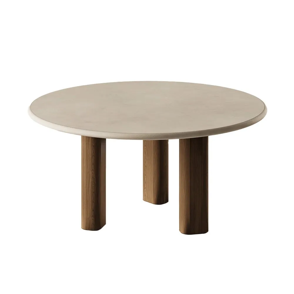 Paul Rogers Pillar Round Dining Table Smoked Walnut Stone Mortex 140cm 2