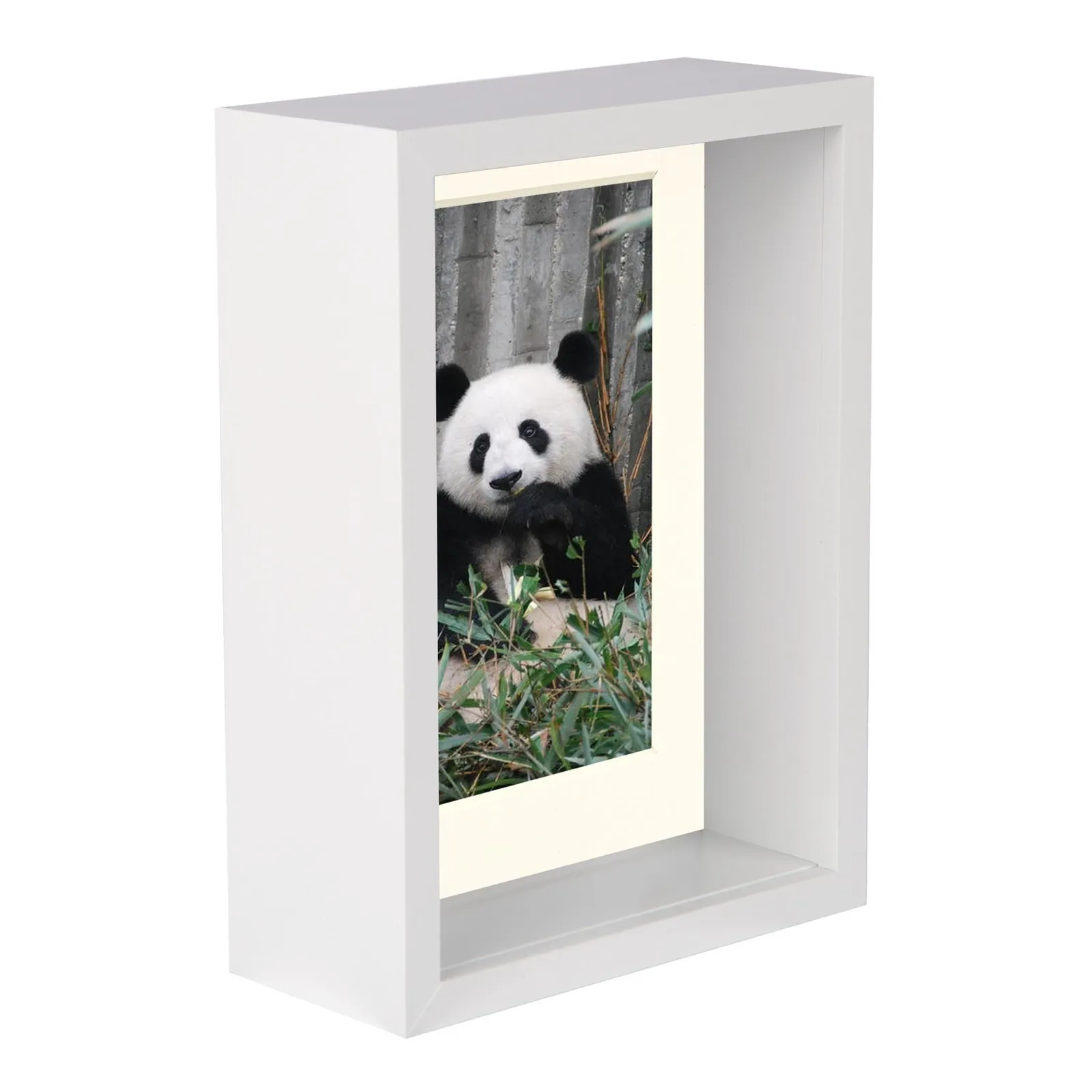 Nicola Spring 5" x 7" 3D Deep Box Photo Frame - 4" x 6" Mount - White in Ivory