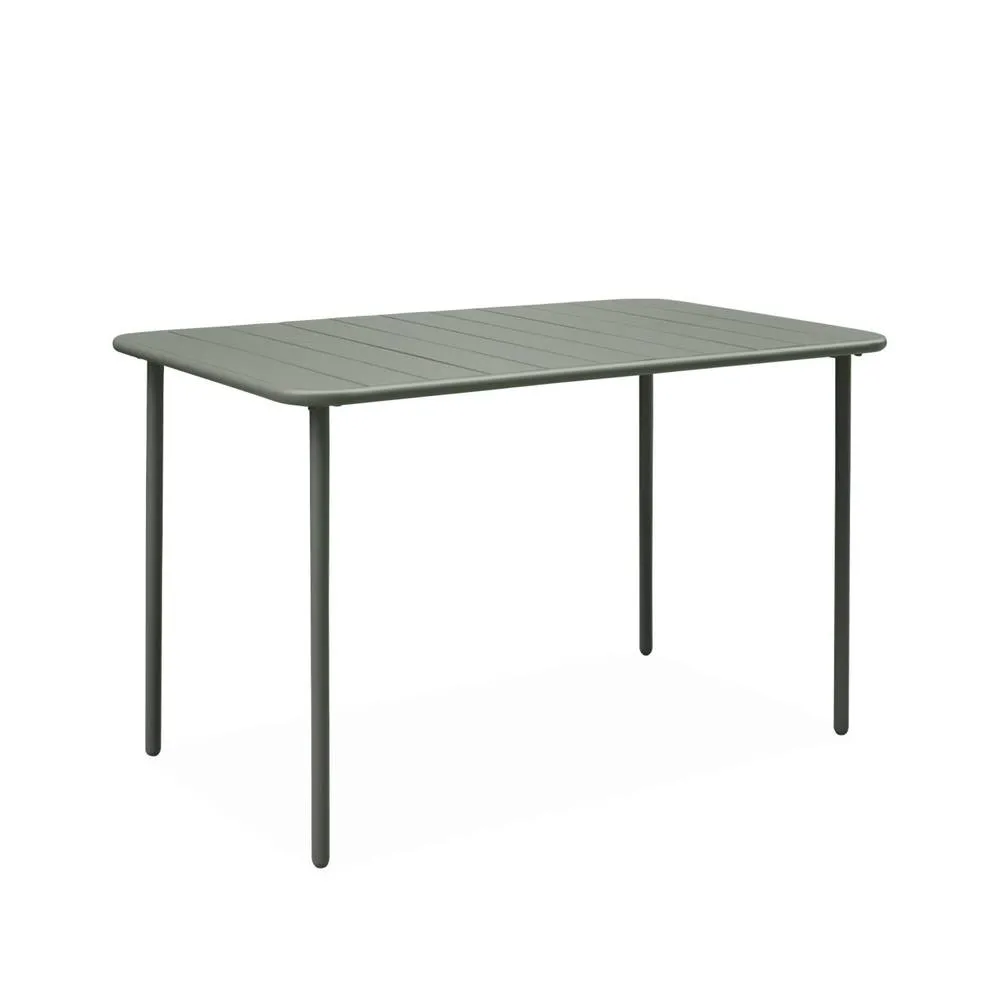 sweeek 4-seater rectangular steel garden table with 4 chairs in Khaki 6