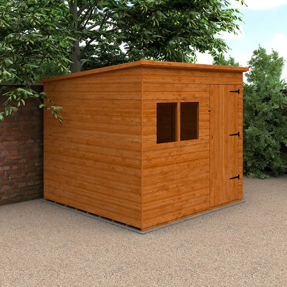 Buttercup Farm 8 x 8 Feet Deluxe Pent 12mm Shed - Solid Wood/Softwood/Pine in Burnt Orange 2