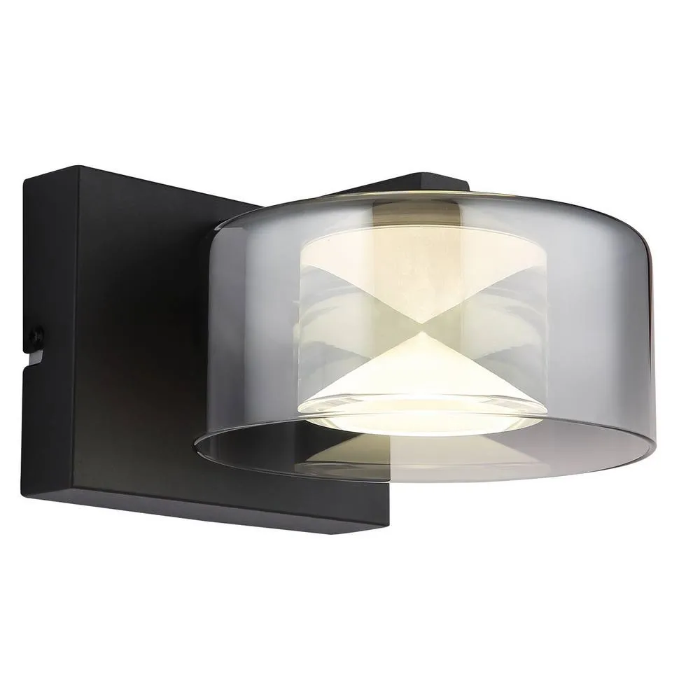 Netlighting Belinda Wall Lamp Matt Black Smoke Glass Shade LED 4000K