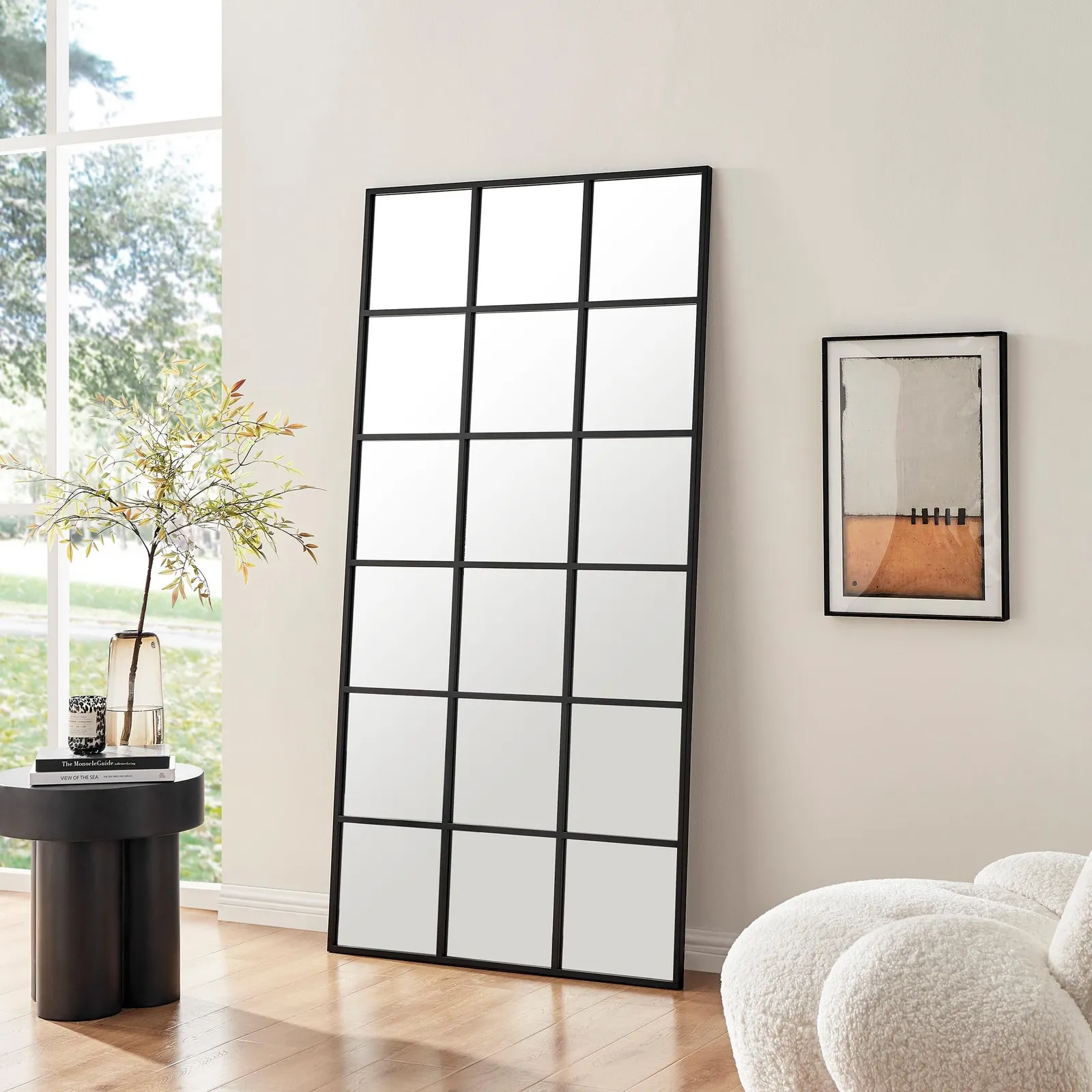 FurnitureboxUK Yoko Large Full Length Black Industrial Frame Window Wall Mirror 2