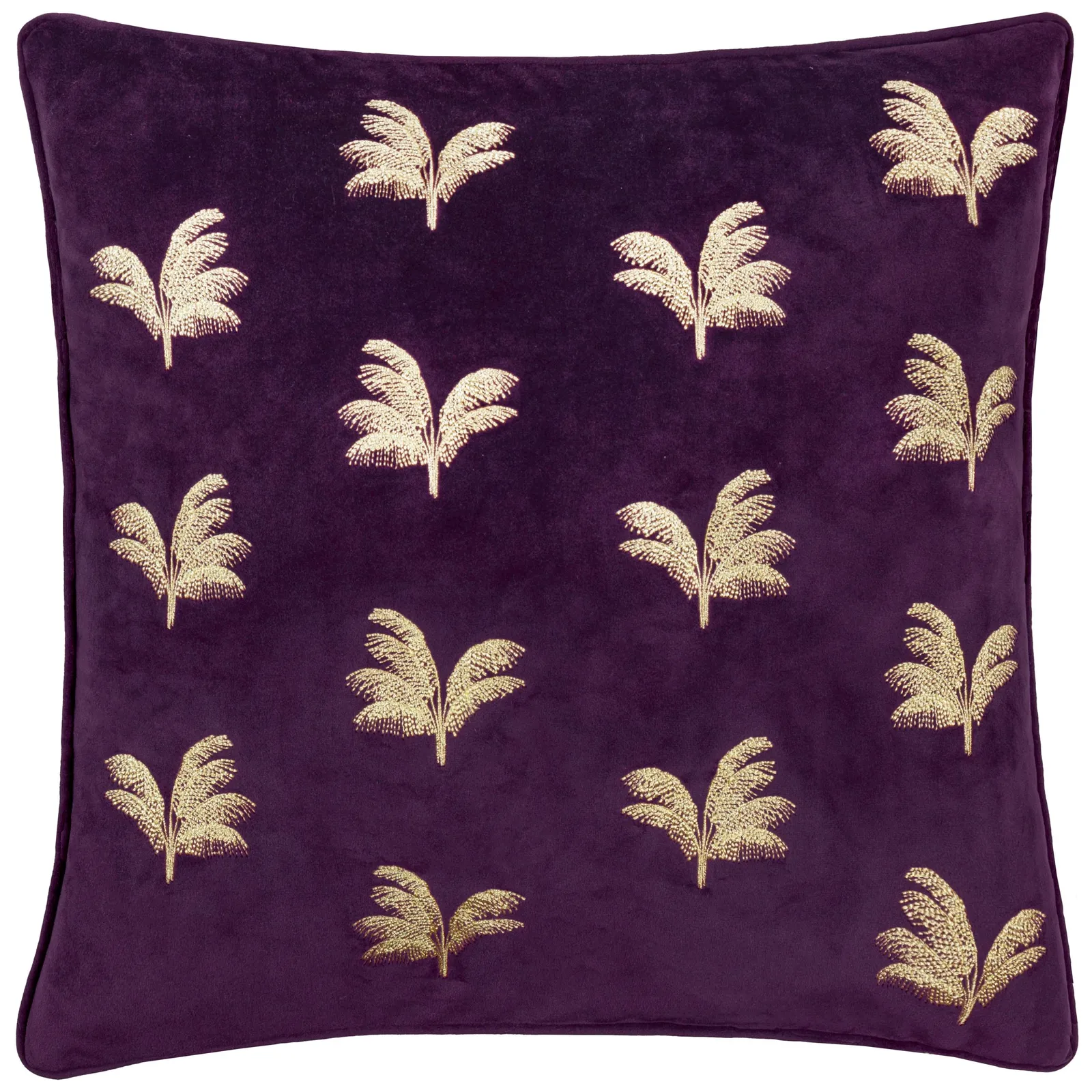 Paoletti Guilded Palms Embroidered Cushion in Plum 2