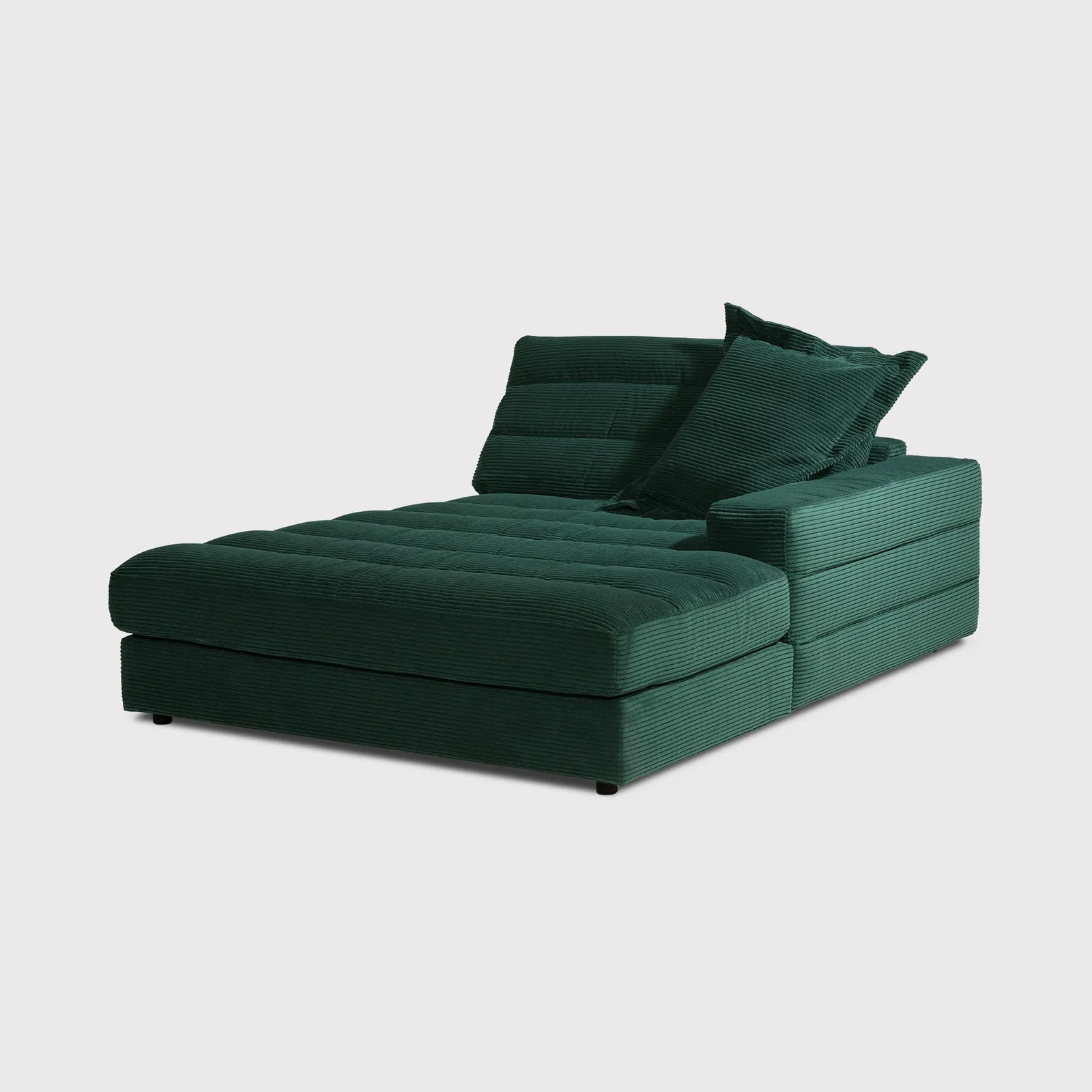 Twain Large Long Armchair Armrest Right Modular Sofa, Green Fabric | Barker & Stonehouse