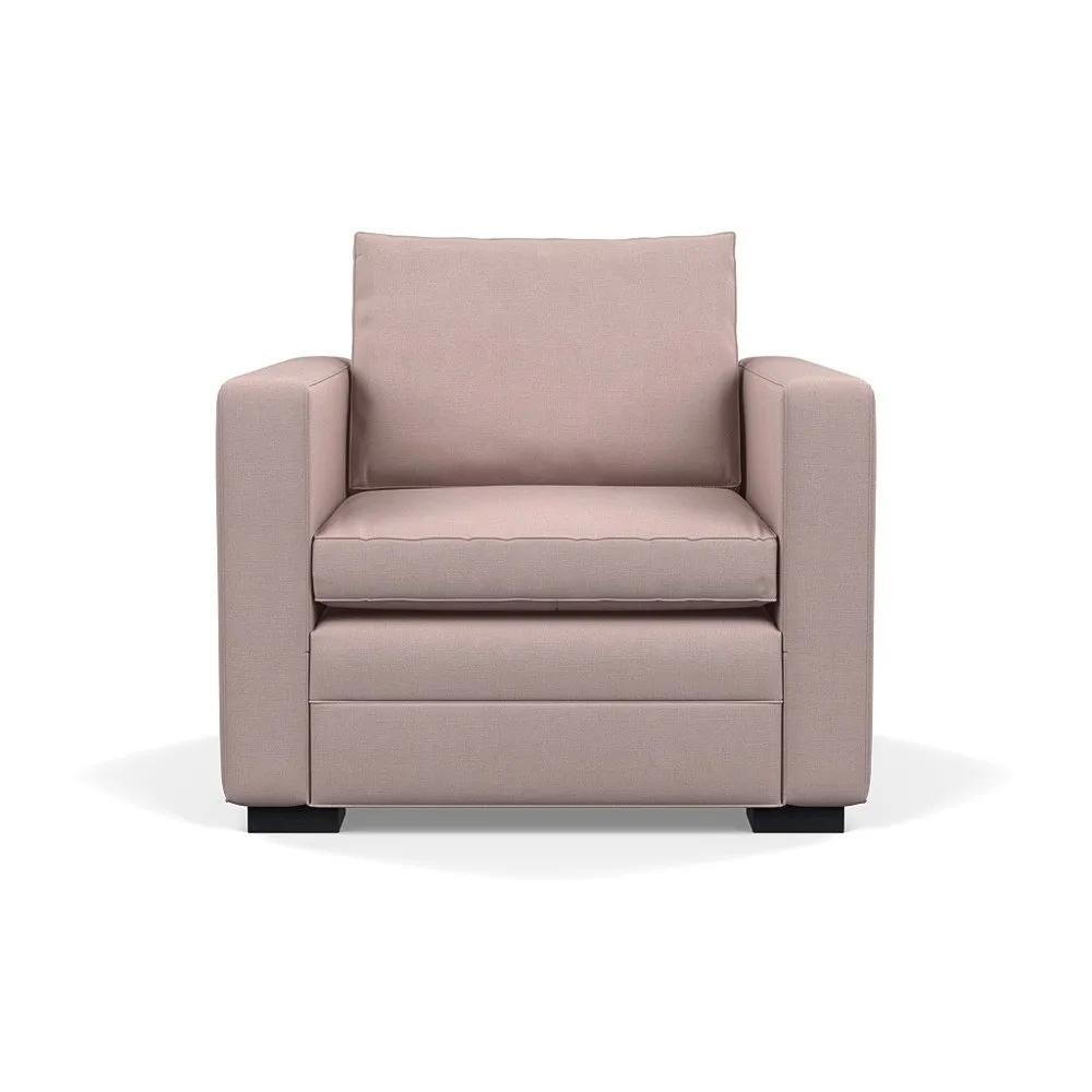 Heal's Palermo Armchair Siena Cotton Dusky Pink Black Feet 1