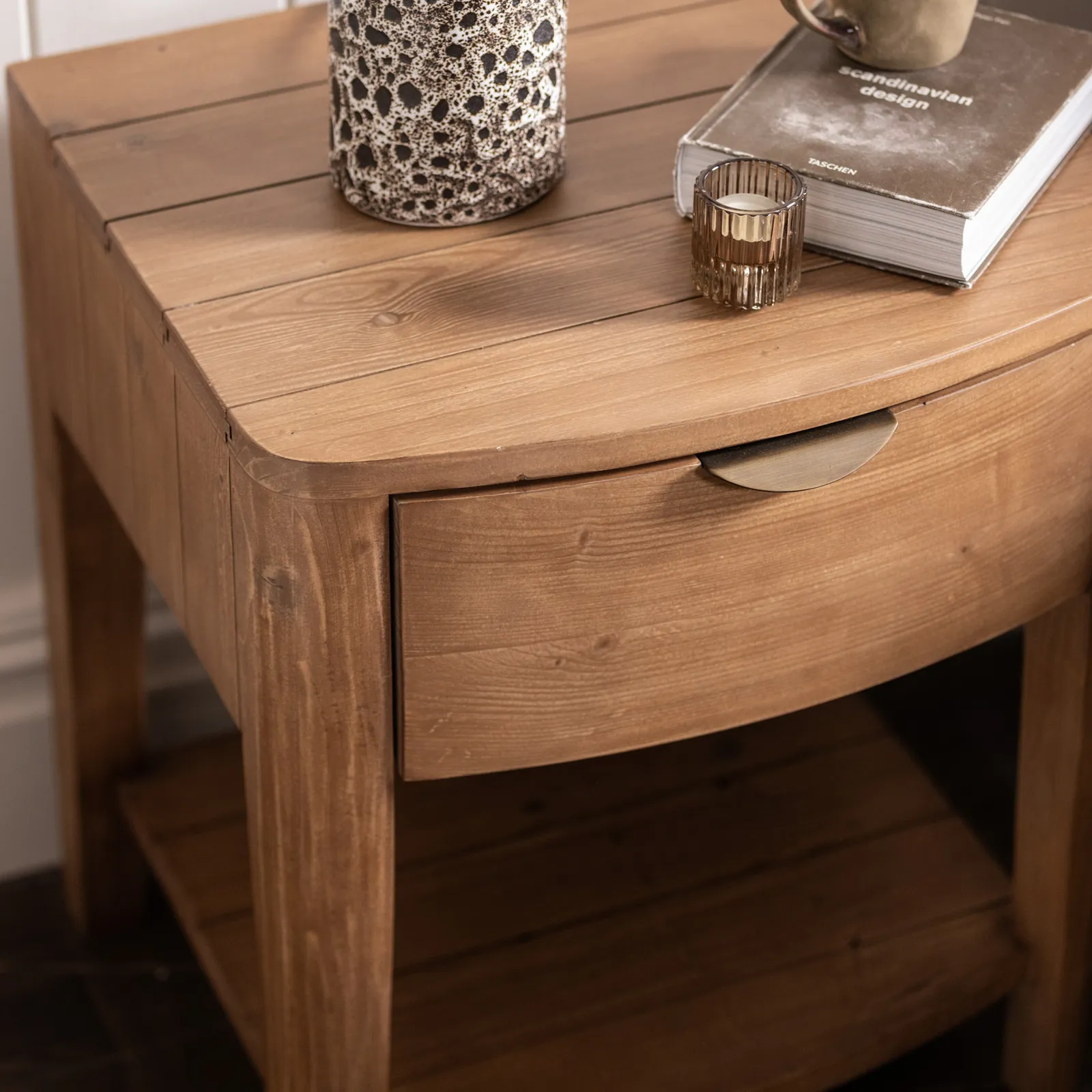 Halstatt 1 Drawer Bedside Table, Pine Wood | Barker & Stonehouse 2