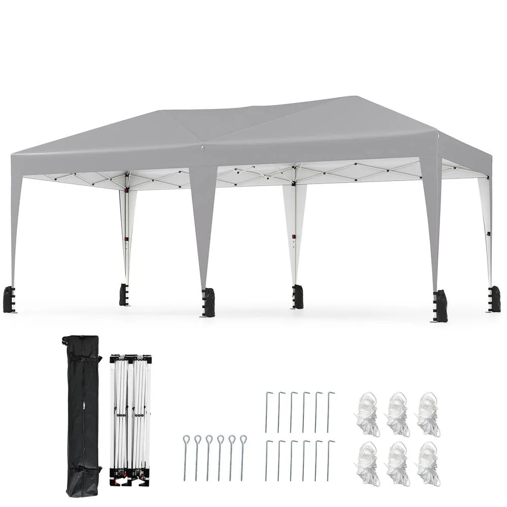 Costway 590x300 CM Pop up Canopy Tent Foldable Patio Shelter w/ Wheeled Bag in Grey 2