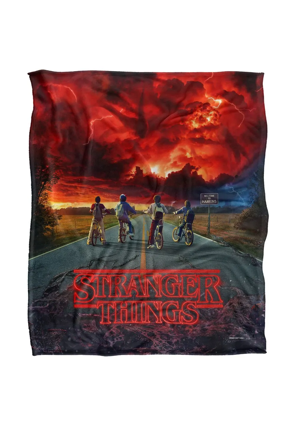 Stranger Things Mind Flayer Officially Licensed Silky Touch Super Soft Throw Blanket 152 x 127 cm in White