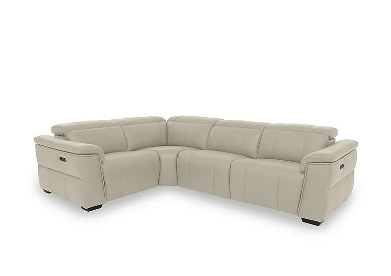 Inca NC Leather Double Power Recliner Left Hand Facing Corner Sofa with Power Headrests - Bone China - Sofas and Armchairs - In Time for Christmas
