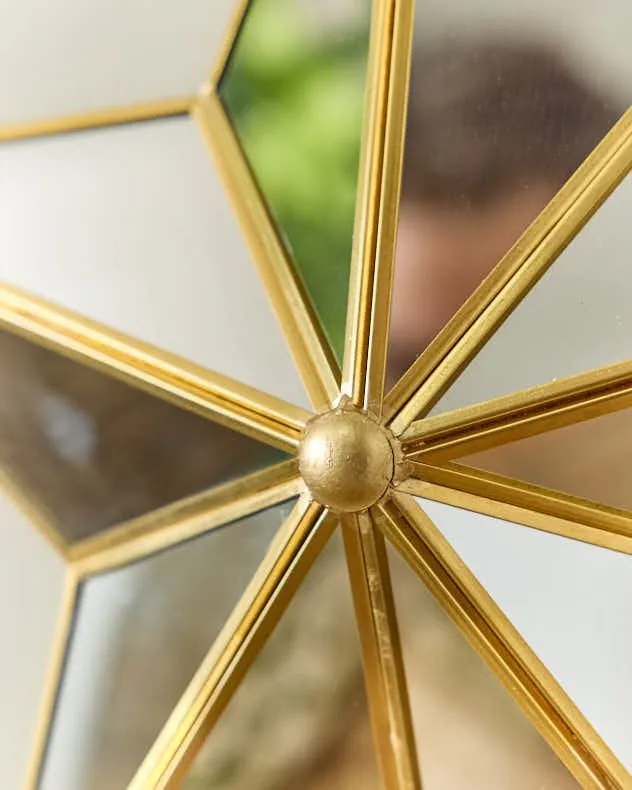 Dibor Traditional Gold Star Shaped Room Decor Wall Mounted Mirror H35cm x W34cm 5