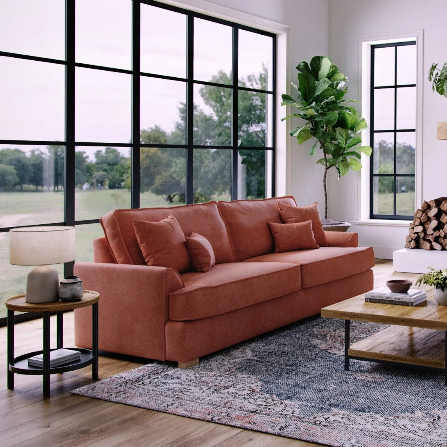 The Great Sofa Company Ophelia 4 Seater Chenille Sofa in Red 1