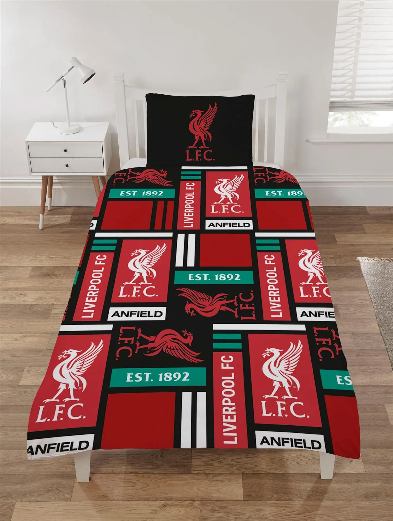Liverpool FC LFC Liverpool Blocks Duvet Cover Set in Red
