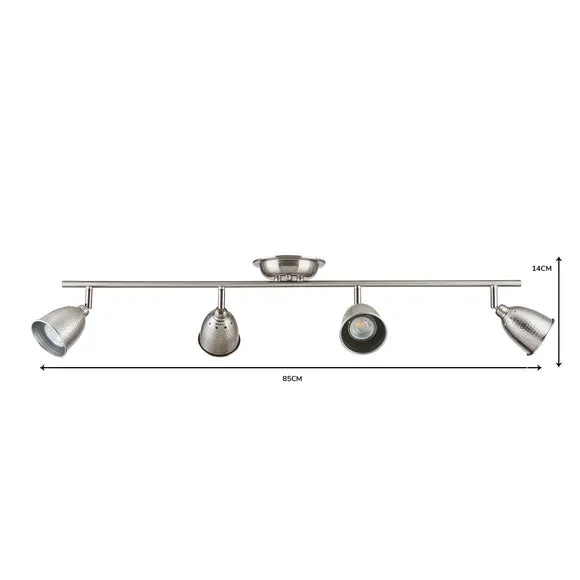 Filbert 4 Light Hammered Chrome Semi Flush Spotlight Bar 6