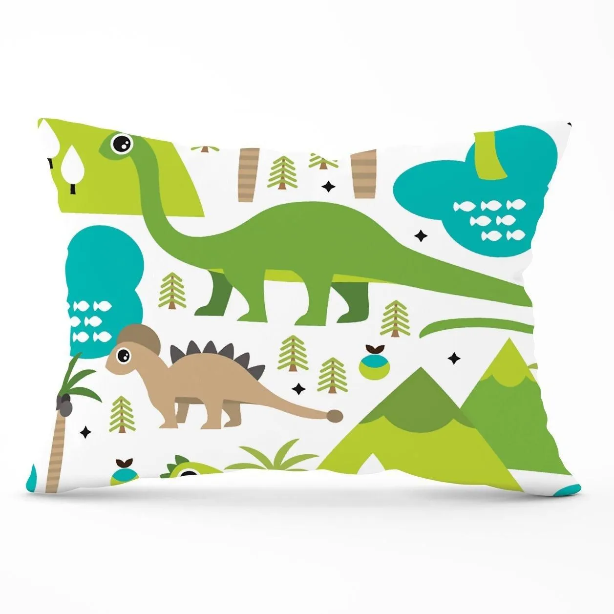 Warren Reed - Designer Baby Dinosaur Print Cushions in Green