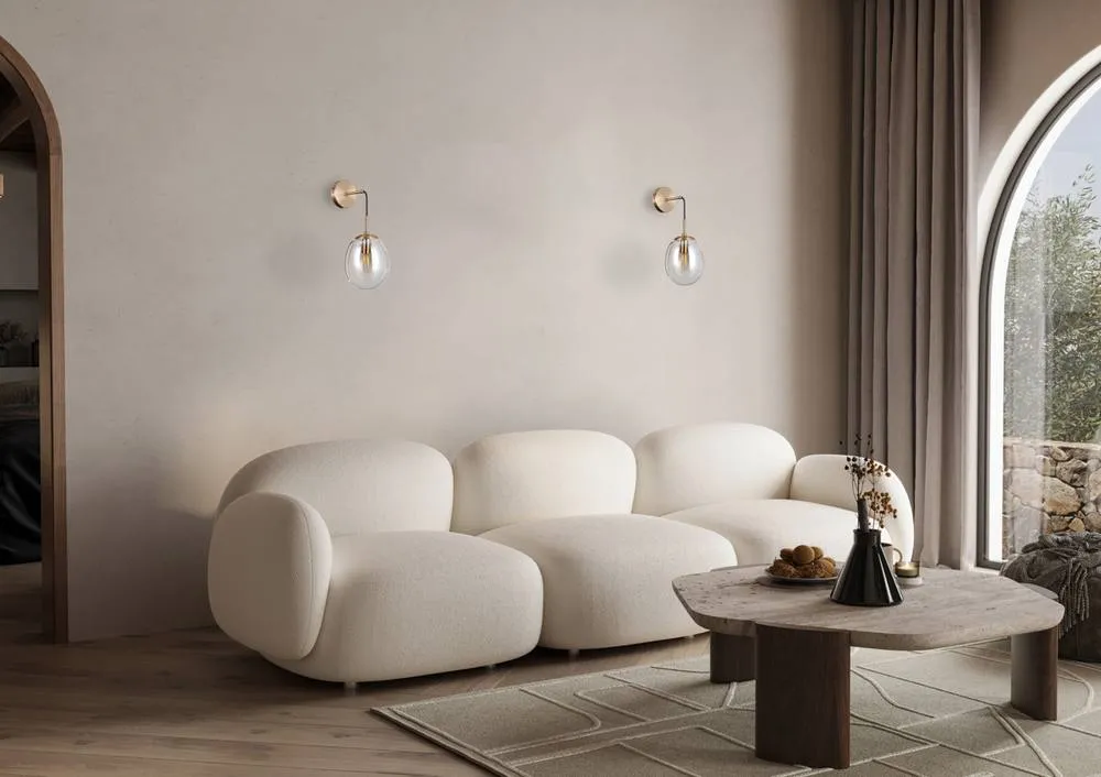 Netlighting Meolo Globe Wall Lamp Gold with Amber Shade 6