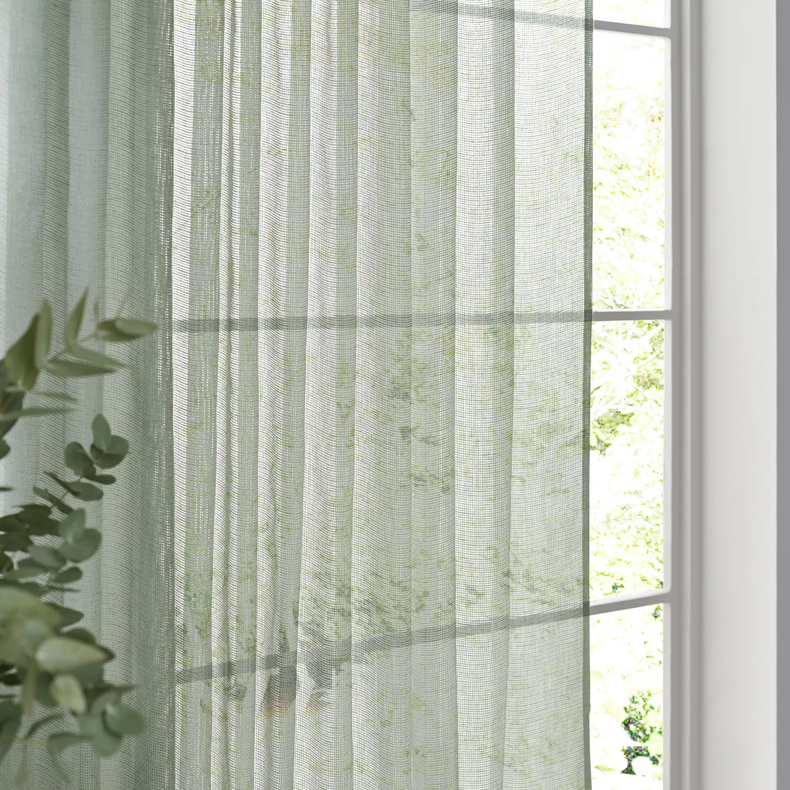 Yard Nimbus Sheer Tie Top Curtain Panel in Light Green 4