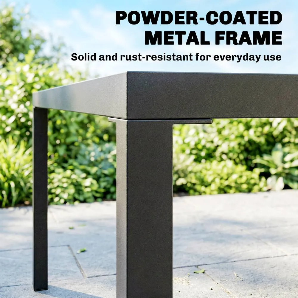 OUTSUNNY 5 Pieces Garden Dining Set, Outdoor Furniture with HDPE Table in Black 5