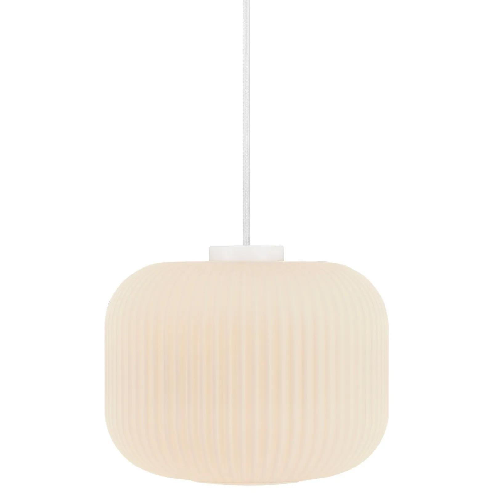 Nordlux Vintage Indoor Pendant Light White Glass E27 Ribbed - Mains Powered, IP20