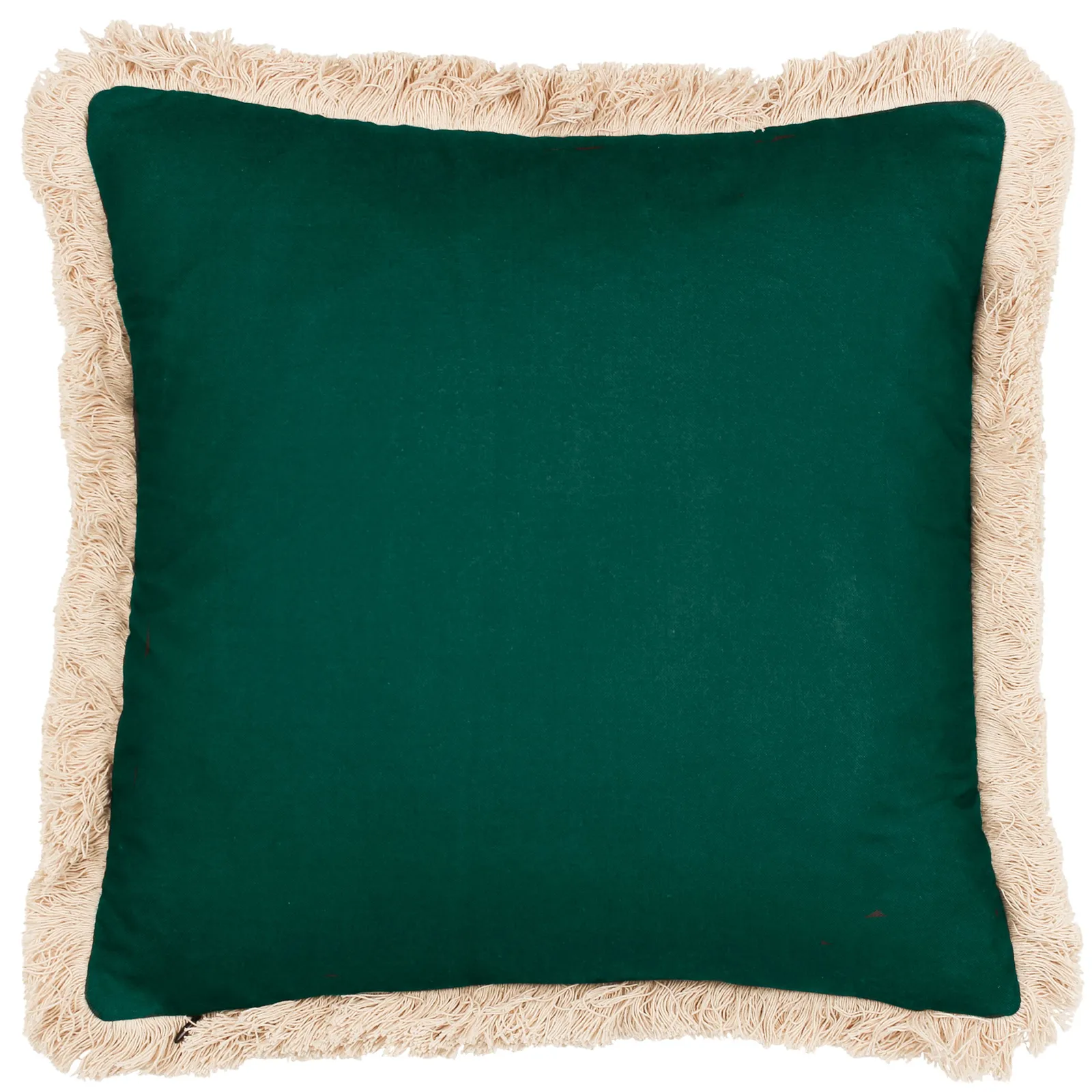 Paoletti Oromo Printed Geometric Fringed Cushion in Green 3